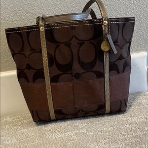 Coach Dark Brown Signature Tote